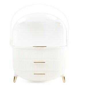 THINK SPACE White Lux Beauty Organizer With Top And Bottom Storage